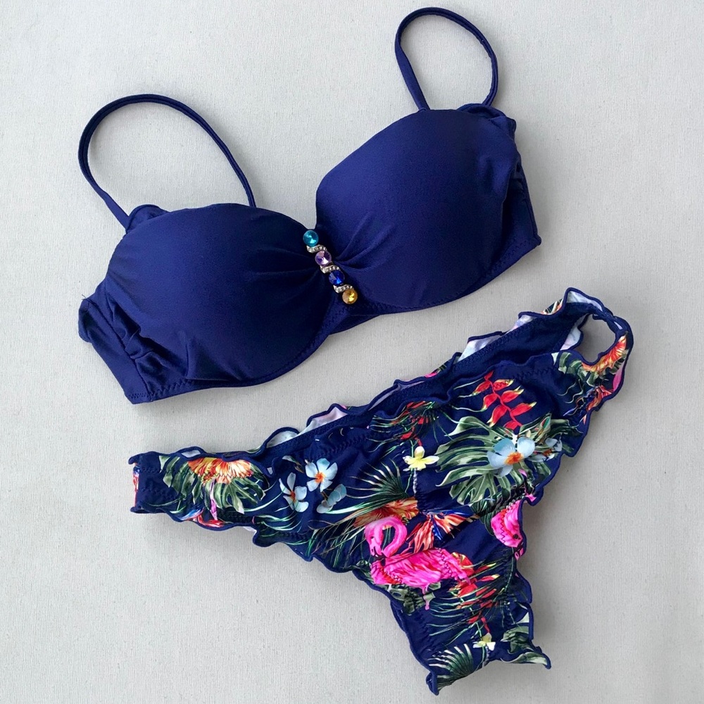 Bikini Brazilian swimwear bathing suit blue